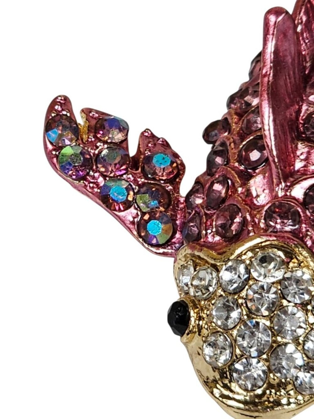 Vintage Pink Bling Cute KOI Fish Multi Color Crystal Women's Brooch Pin Party - Picture 7 of 10
